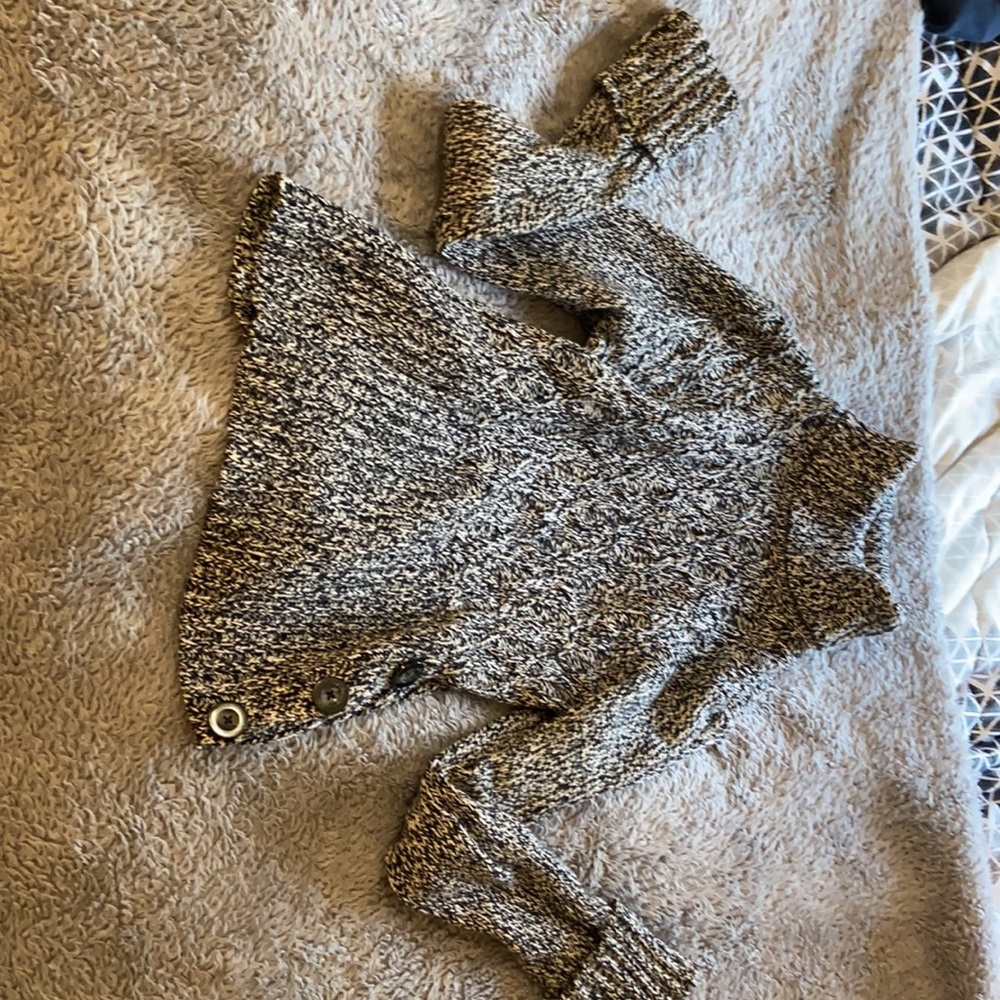 Black and white knit turtleneck sweater
